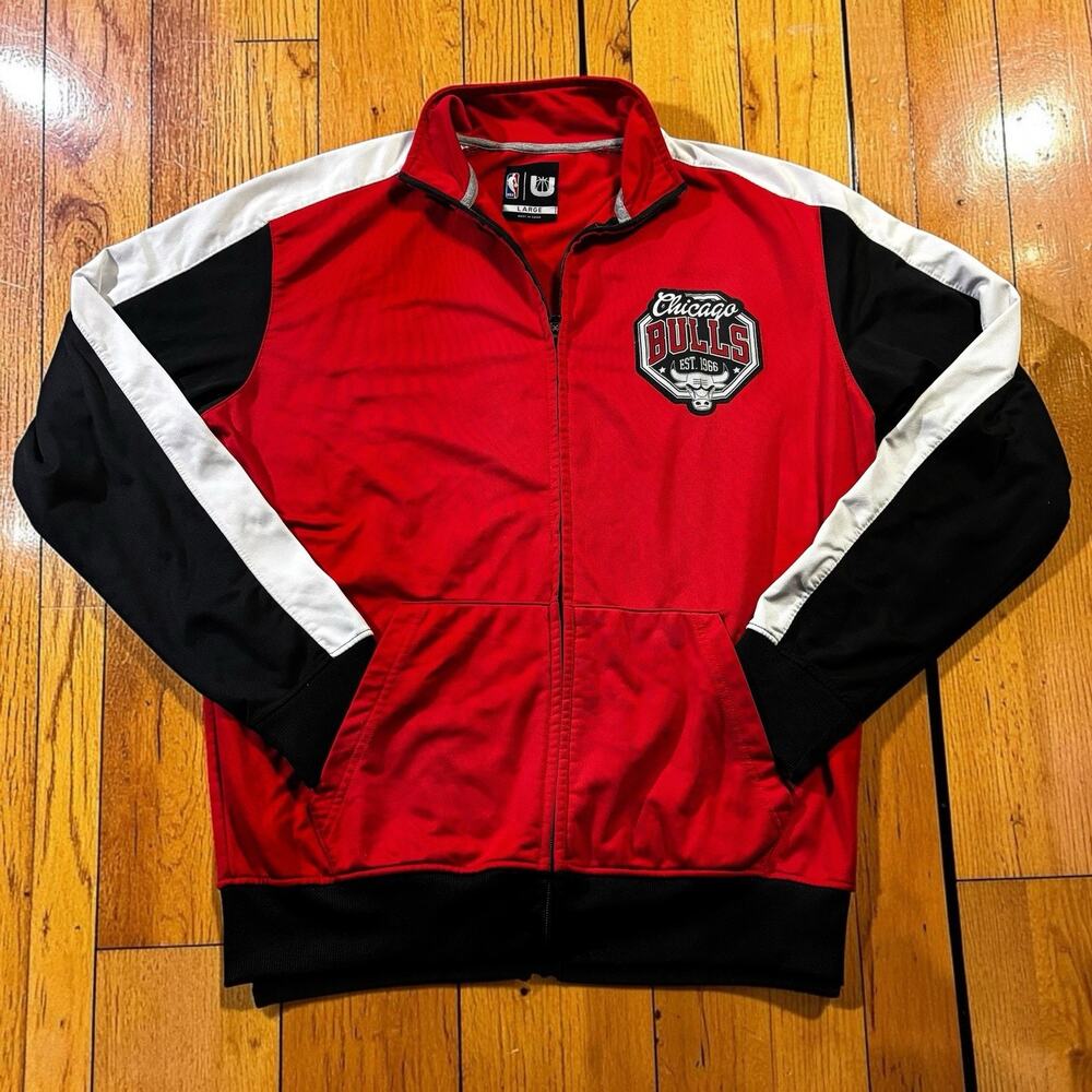 Ultra Game Chicago Bulls NBA Track Jacket Mens Size Large Red Full Zip‎ Sports